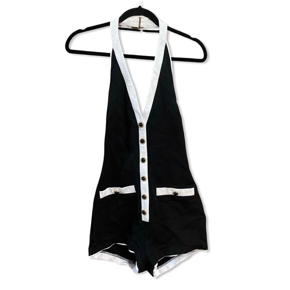 Lovers + Friends Audrey romper Black and White jumpsuit stretch Revolve M - Picture 4 of 8